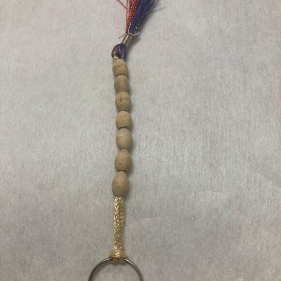 Short Wooden Beaded Keyring Handmade Tan Beaded Keychain New keyholder - Picture 5 of 6